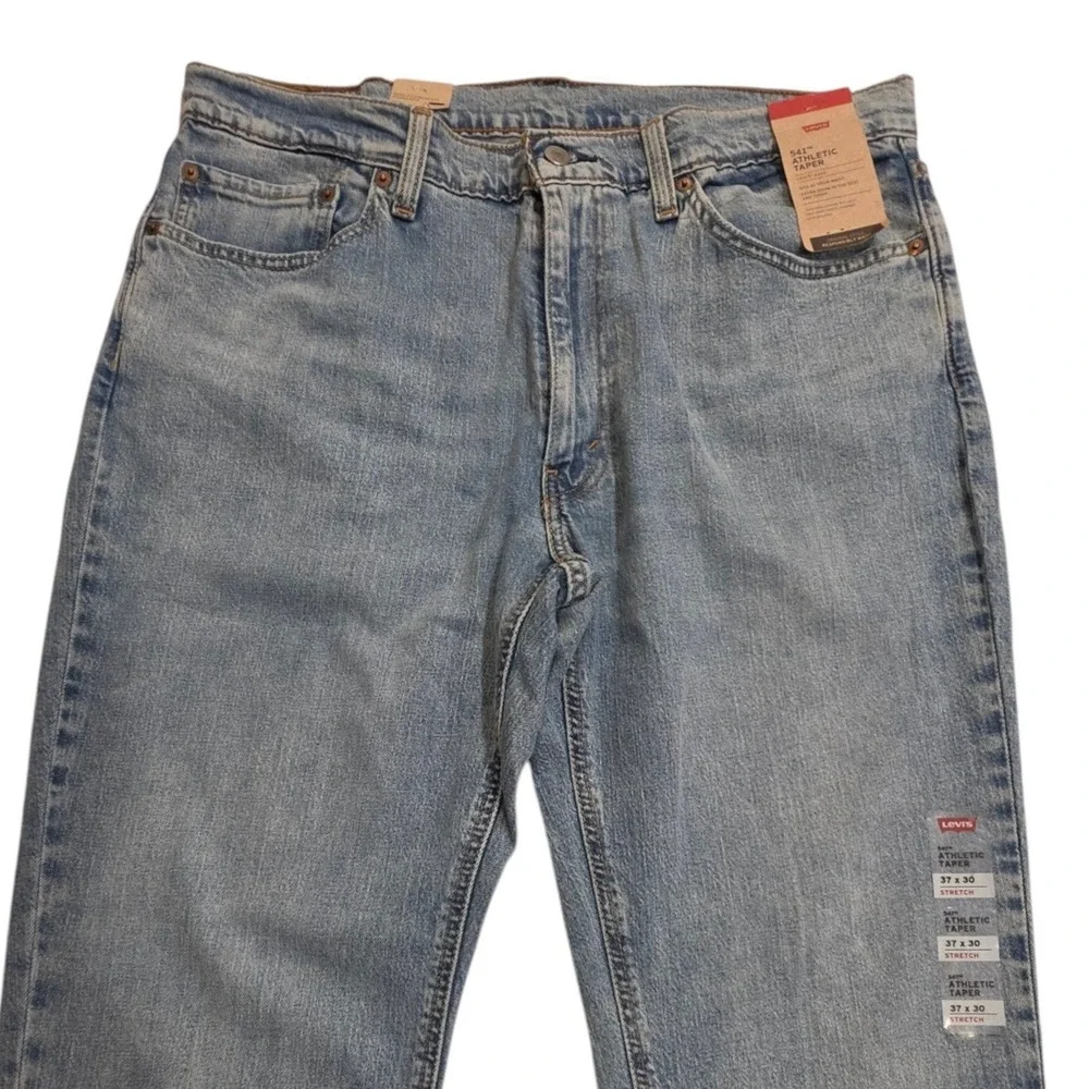 Levi's Mens 541 Athletic Taper Jeans Light Wash Blue Stretch 37x30